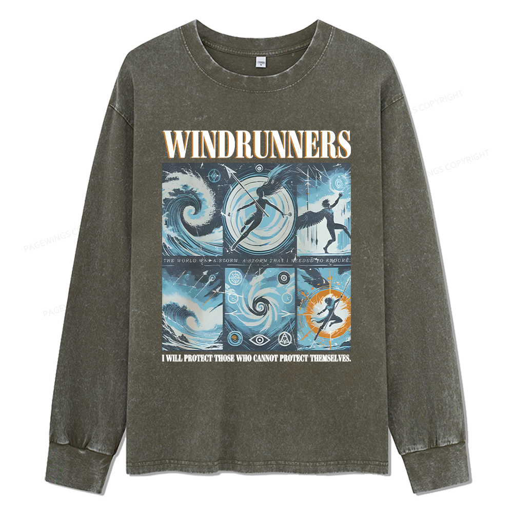 Pagewings Windrunners Unisex Washed Long Sleeve T-shirt