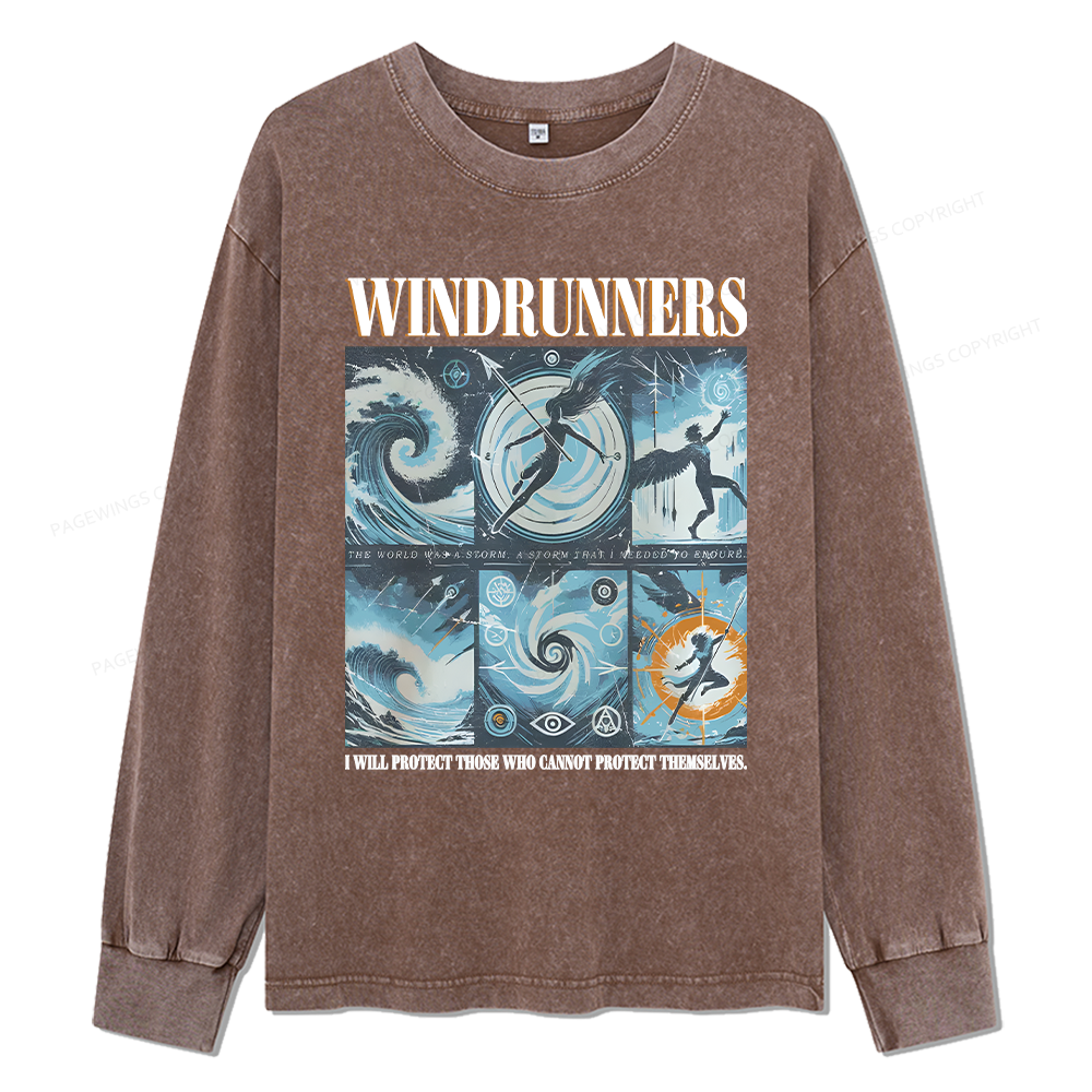Pagewings Windrunners Unisex Washed Long Sleeve T-shirt
