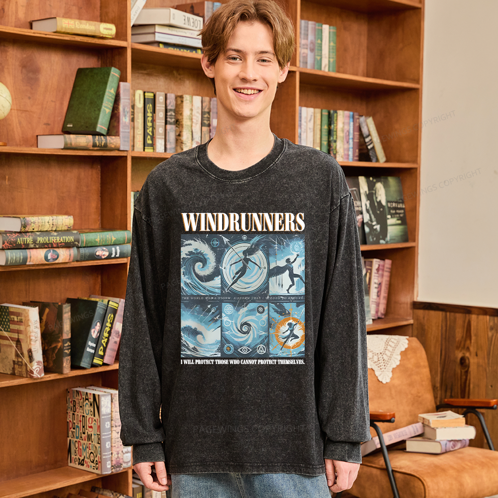 Pagewings Windrunners Unisex Washed Long Sleeve T-shirt