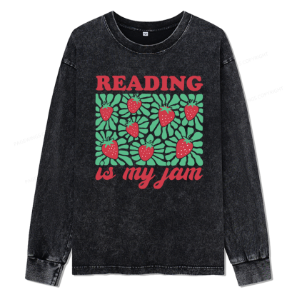 Pagewings Reading Is My Jam Unisex Washed Long Sleeve T-shirt