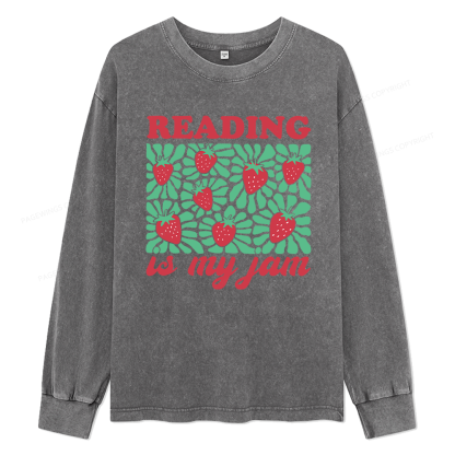 Pagewings Reading Is My Jam Unisex Washed Long Sleeve T-shirt