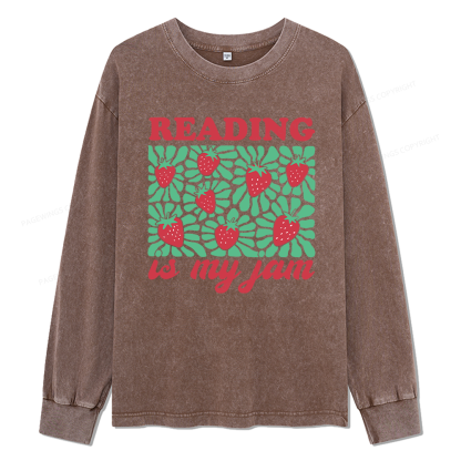Pagewings Reading Is My Jam Unisex Washed Long Sleeve T-shirt