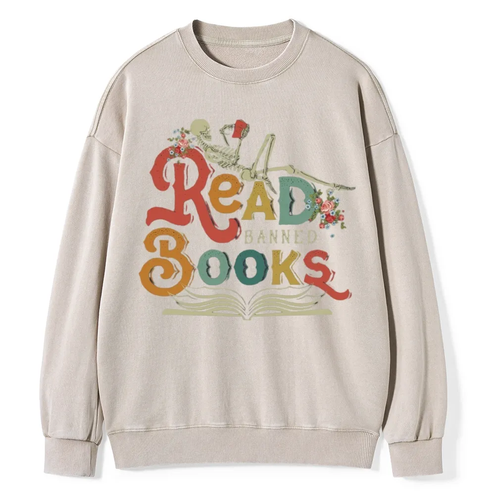 Pagewings Read Banned Books Unisex Washed Sweatshirt