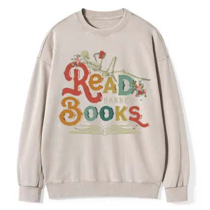 Pagewings Read Banned Books Unisex Washed Sweatshirt