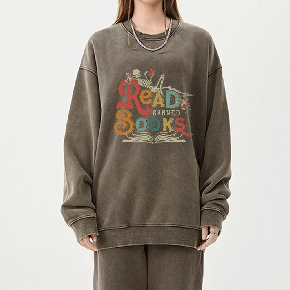Pagewings Read Banned Books Unisex Washed Sweatshirt