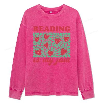 Pagewings Reading Is My Jam Unisex Washed Long Sleeve T-shirt