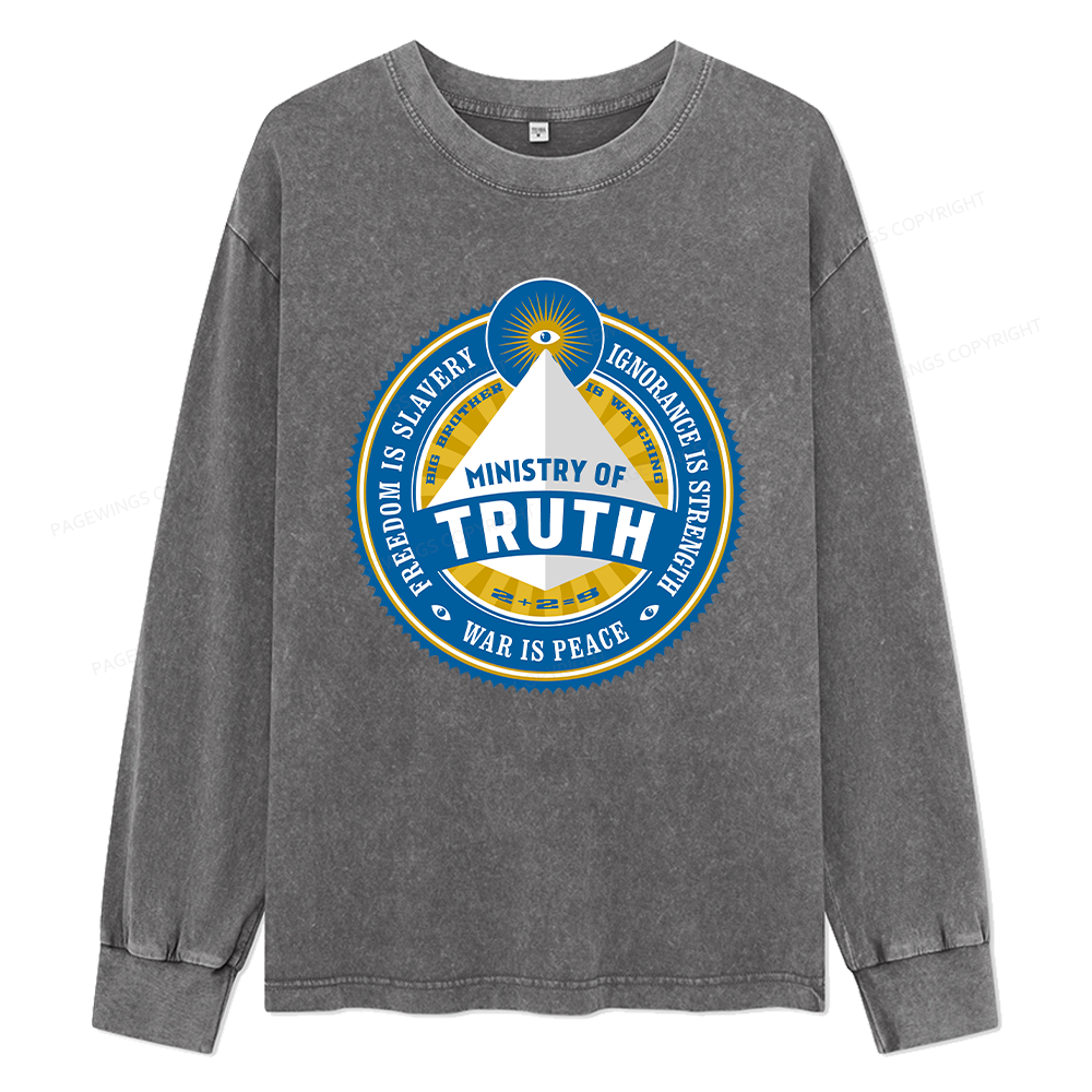 Pagewings Ministry of Truth Unisex Washed Long Sleeve T-shirt