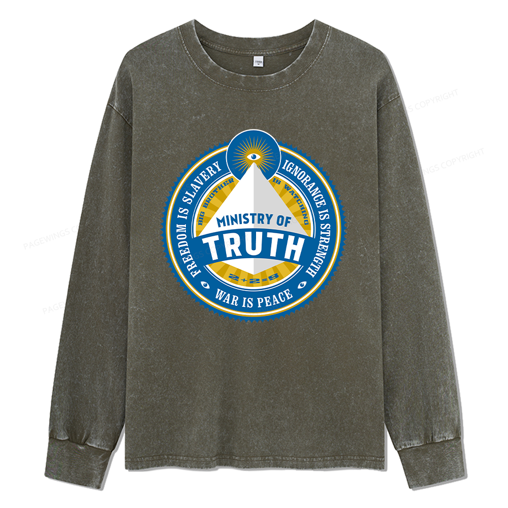 Pagewings Ministry of Truth Unisex Washed Long Sleeve T-shirt