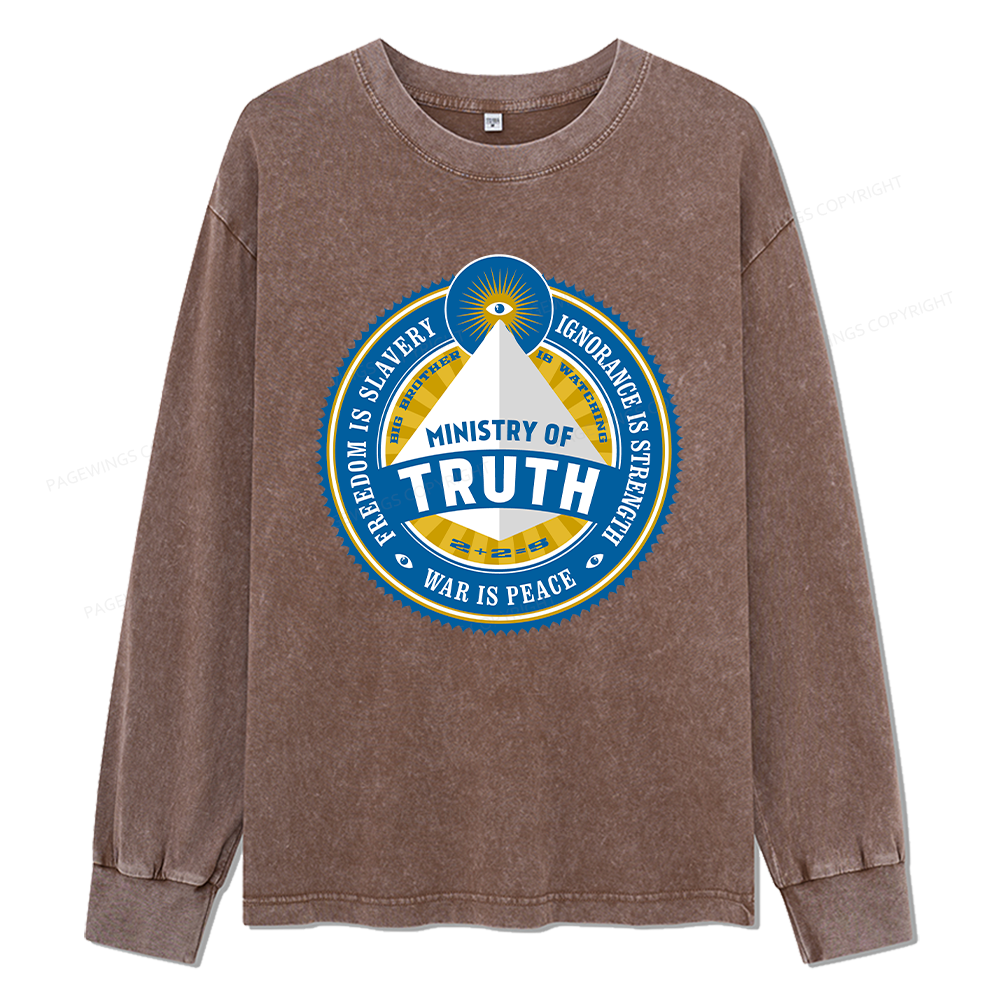 Pagewings Ministry of Truth Unisex Washed Long Sleeve T-shirt