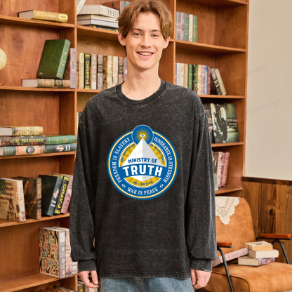 Pagewings Ministry of Truth Unisex Washed Long Sleeve T-shirt