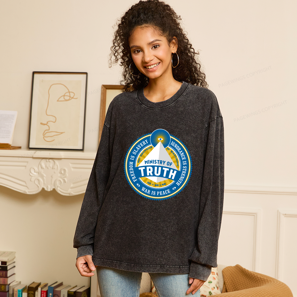 Pagewings Ministry of Truth Unisex Washed Long Sleeve T-shirt