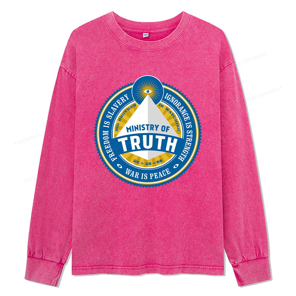 Pagewings Ministry of Truth Unisex Washed Long Sleeve T-shirt
