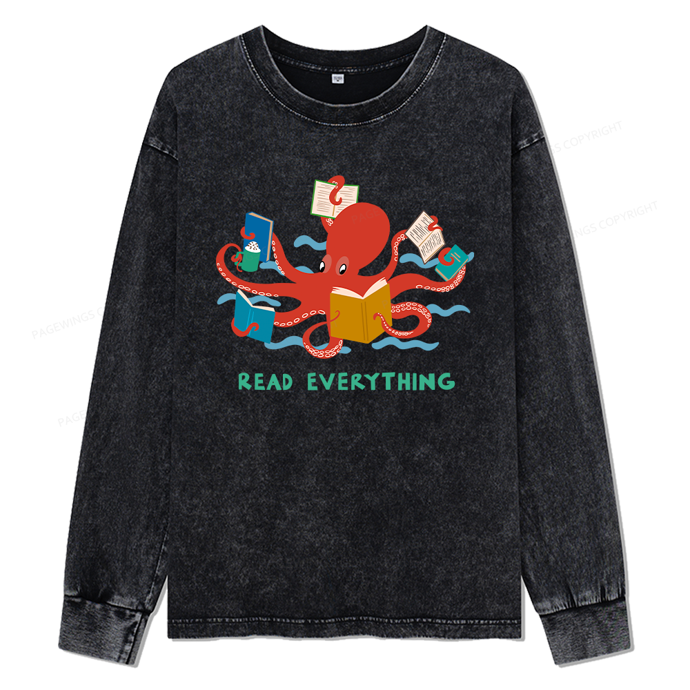 Pagewings Read Everything Unisex Washed Long Sleeve T-shirt