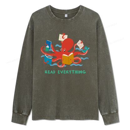 Pagewings Read Everything Unisex Washed Long Sleeve T-shirt
