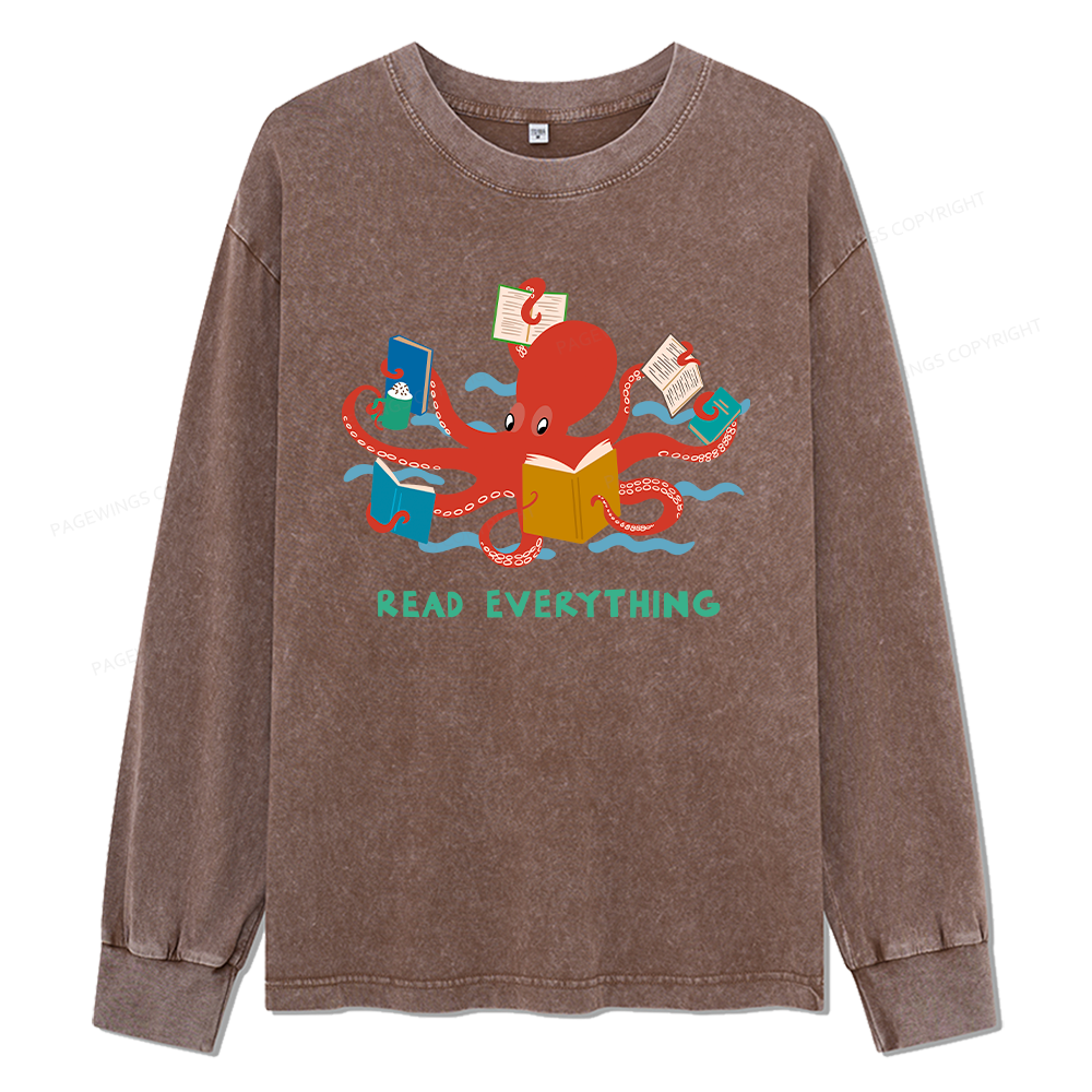 Pagewings Read Everything Unisex Washed Long Sleeve T-shirt