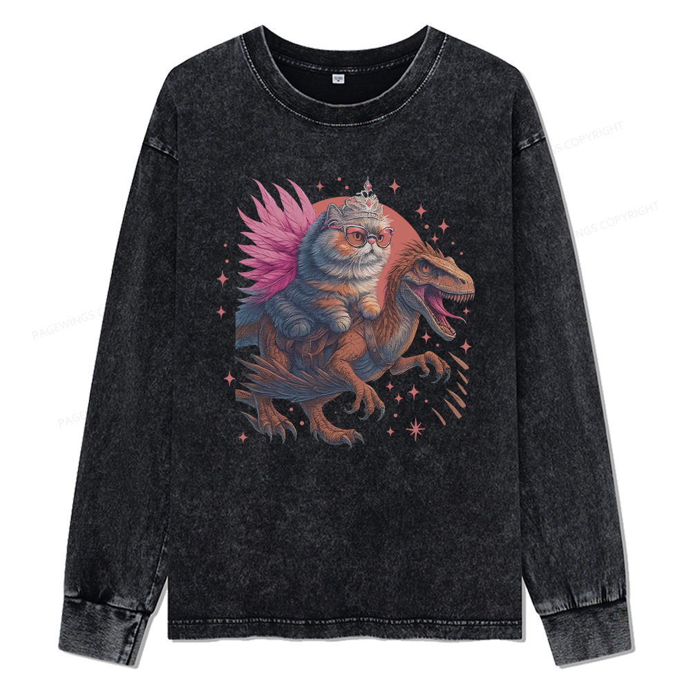 Pagewings Vintage Book Lover Princess Unisex Washed Long Sleeve T-shirt