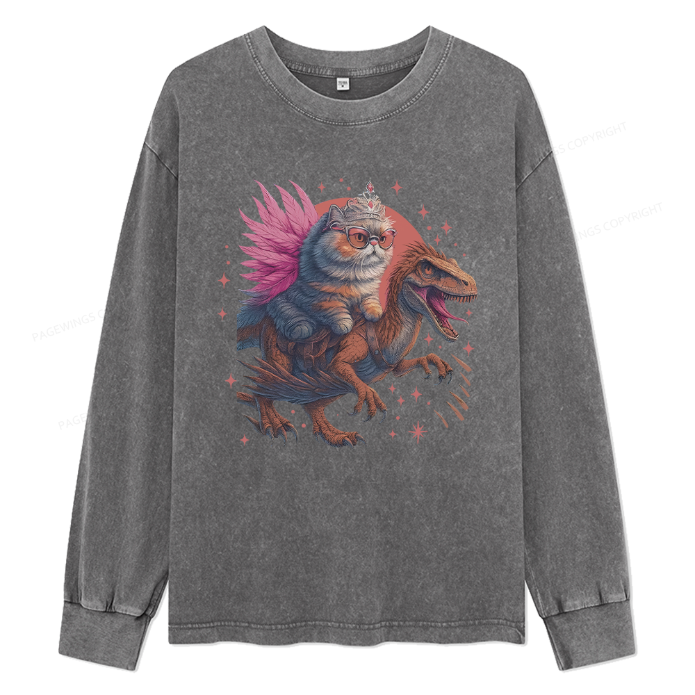 Pagewings Vintage Book Lover Princess Unisex Washed Long Sleeve T-shirt