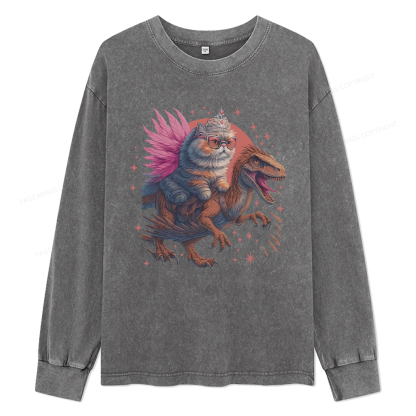 Pagewings Vintage Book Lover Princess Unisex Washed Long Sleeve T-shirt