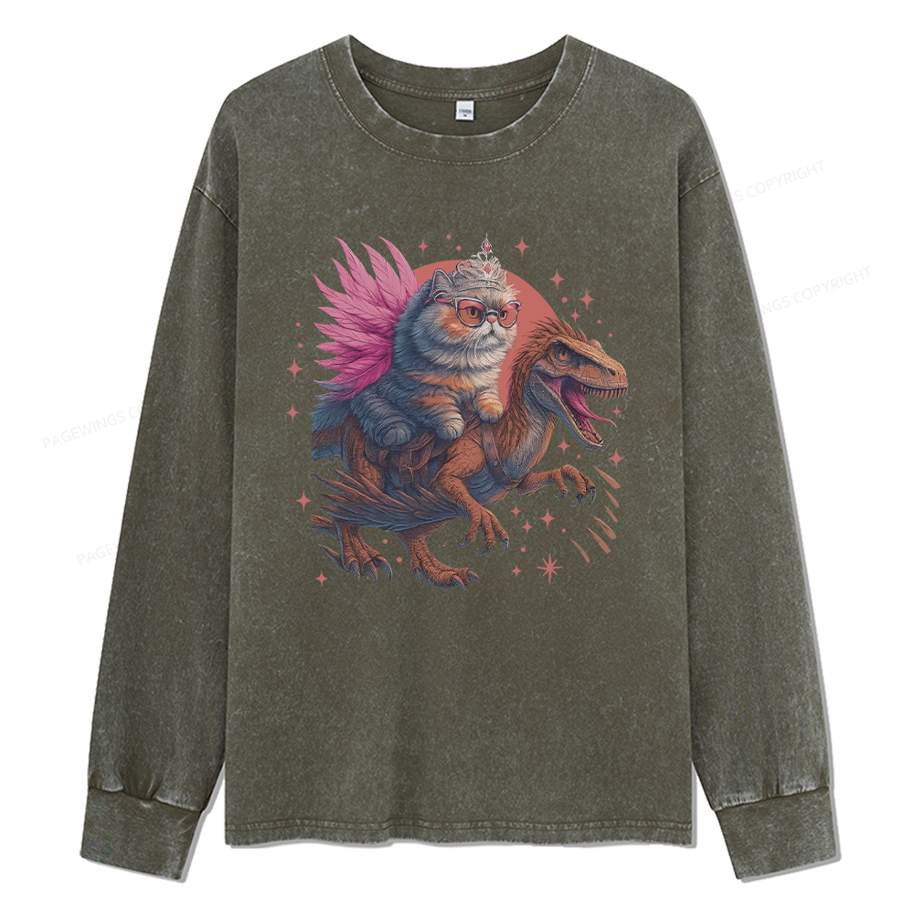 Pagewings Vintage Book Lover Princess Unisex Washed Long Sleeve T-shirt