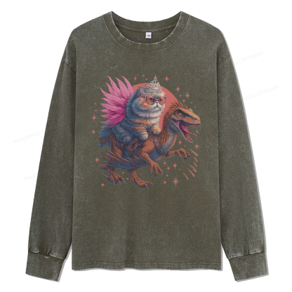 Pagewings Vintage Book Lover Princess Unisex Washed Long Sleeve T-shirt