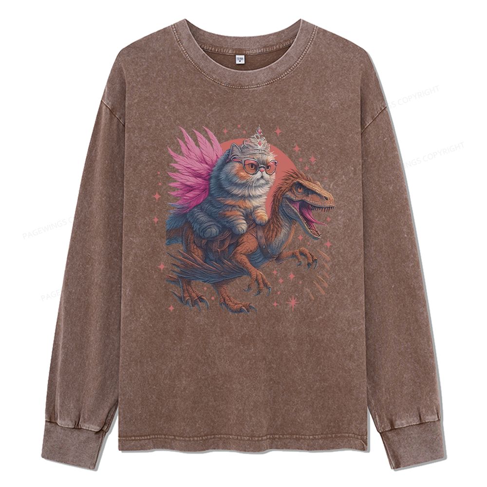 Pagewings Vintage Book Lover Princess Unisex Washed Long Sleeve T-shirt