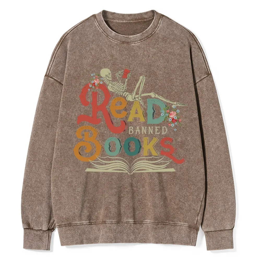 Pagewings Read Banned Books Unisex Washed Sweatshirt