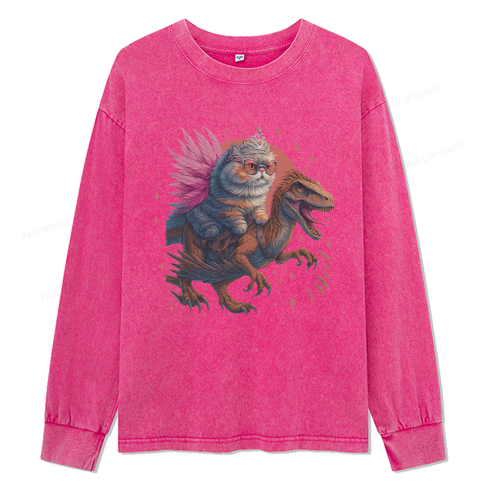 Pagewings Vintage Book Lover Princess Unisex Washed Long Sleeve T-shirt