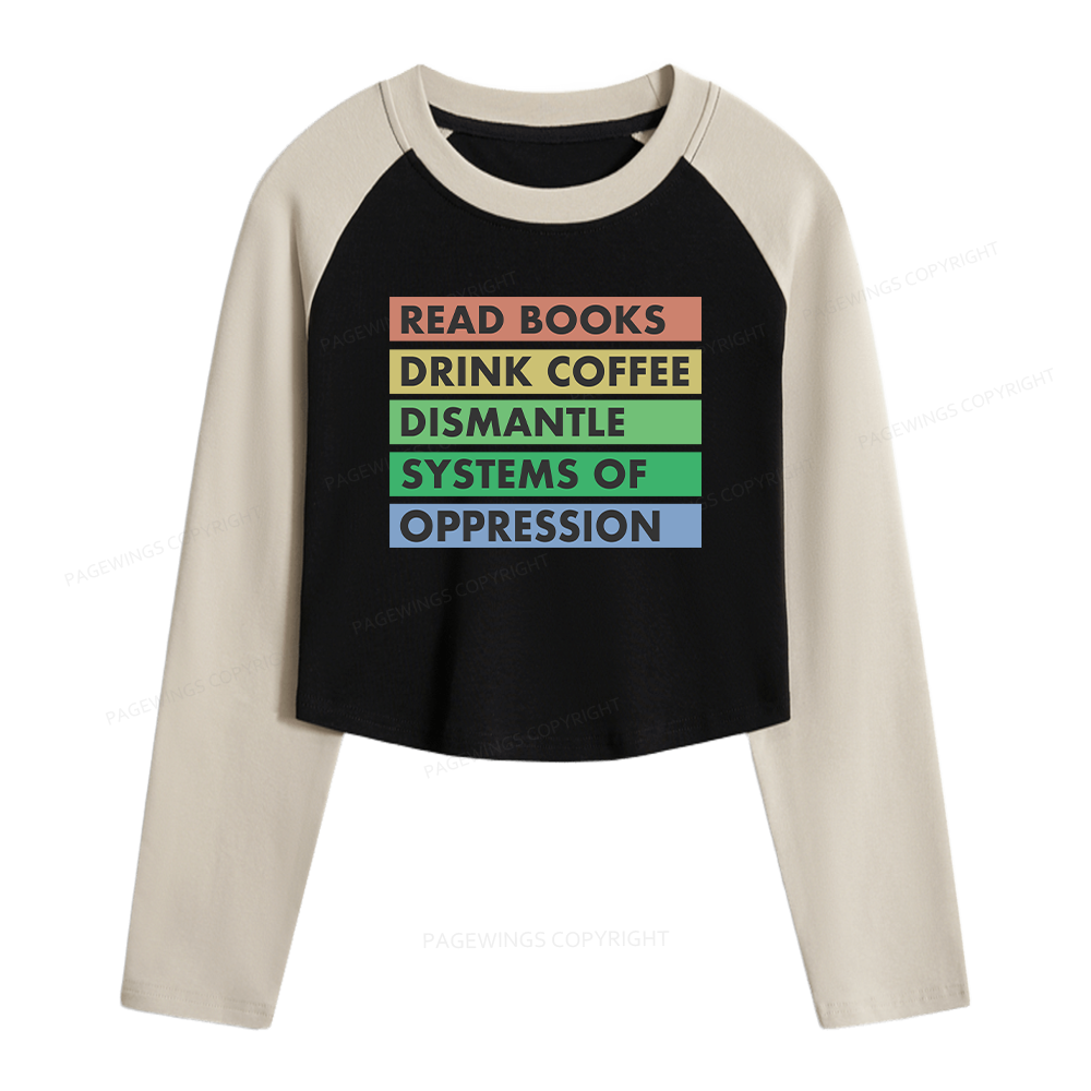 Pagewings Read Books Women Long Sleeve Crop Raglan T-shirt