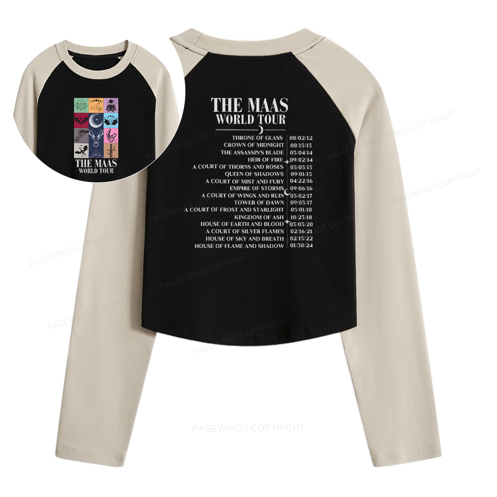 Pagewings World Tour Women Long Sleeve Crop Raglan T-shirt