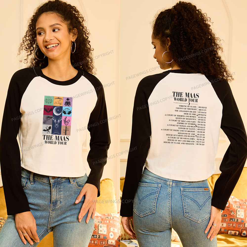 Pagewings World Tour Women Long Sleeve Crop Raglan T-shirt