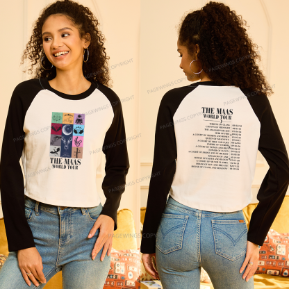 Pagewings World Tour Women Long Sleeve Crop Raglan T-shirt