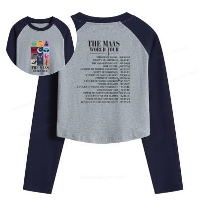 Pagewings World Tour Women Long Sleeve Crop Raglan T-shirt