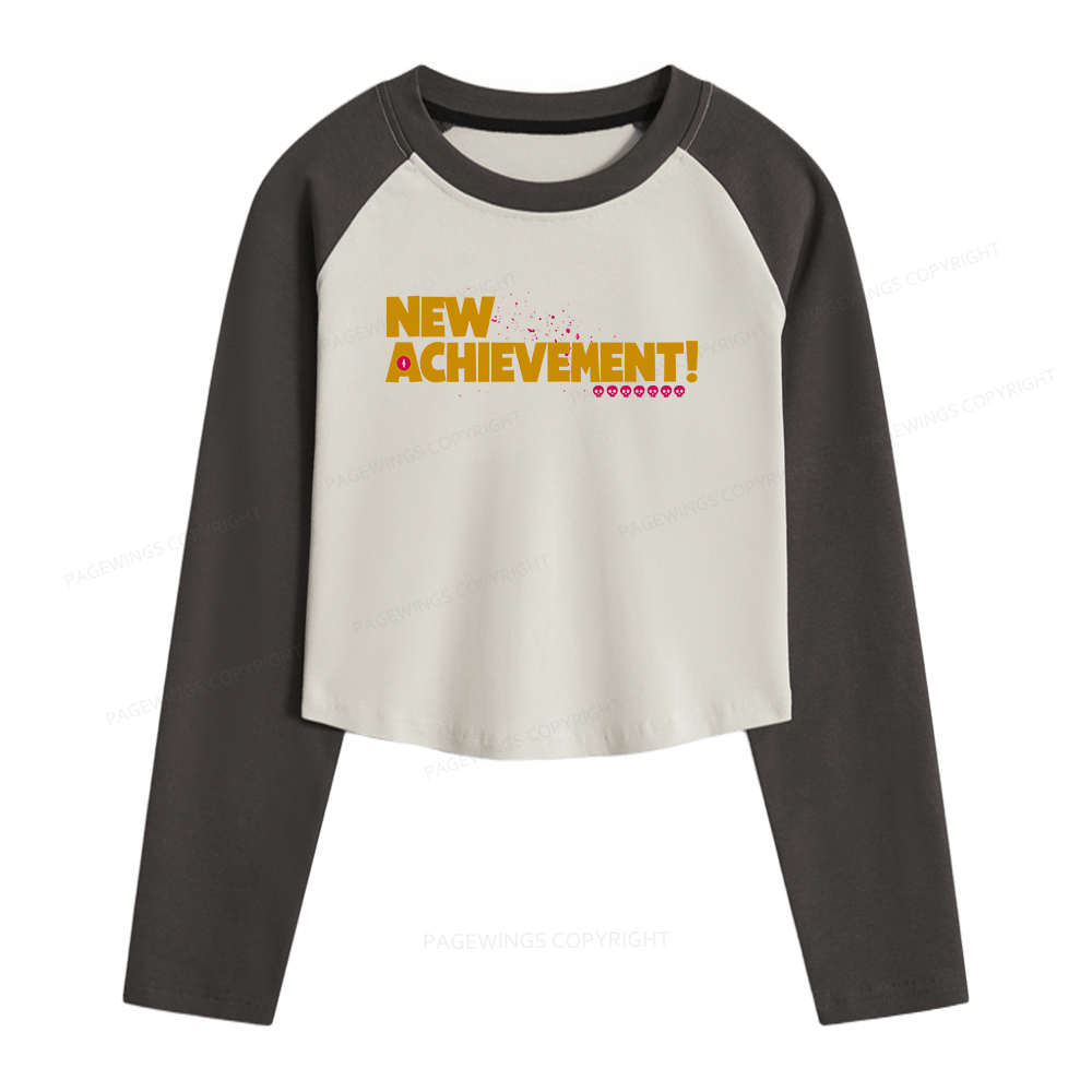 Pagewings New Achievement Women Long Sleeve Crop Raglan T-shirt