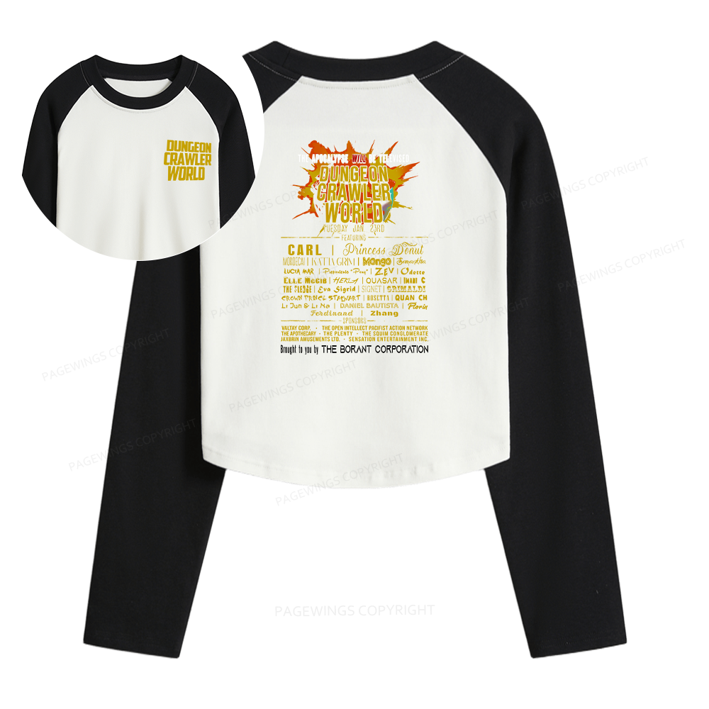 Pagewings Fuel Your Imagination With Sci-Fi World Tour Women Long Sleeve Crop Raglan T-shirt