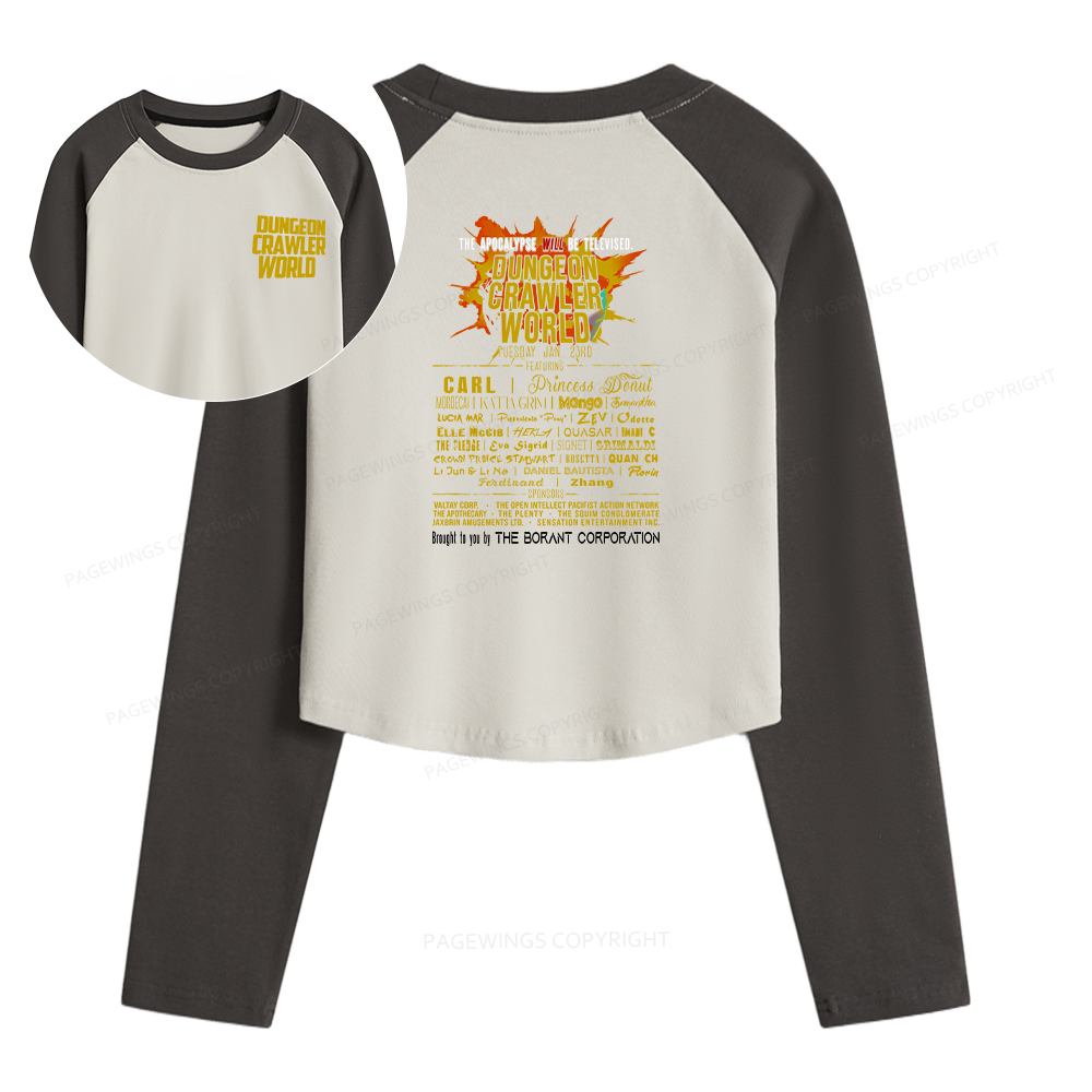 Pagewings Fuel Your Imagination With Sci-Fi World Tour Women Long Sleeve Crop Raglan T-shirt