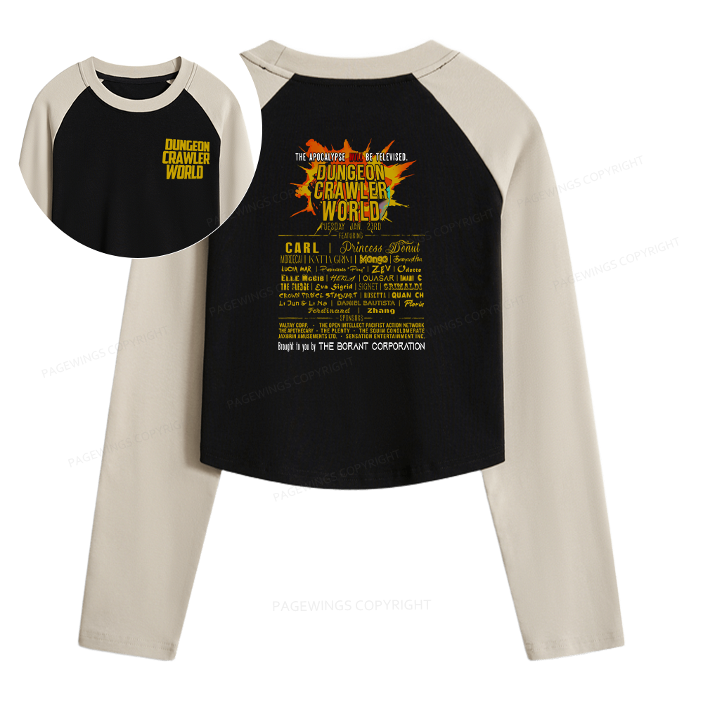 Pagewings Fuel Your Imagination With Sci-Fi World Tour Women Long Sleeve Crop Raglan T-shirt