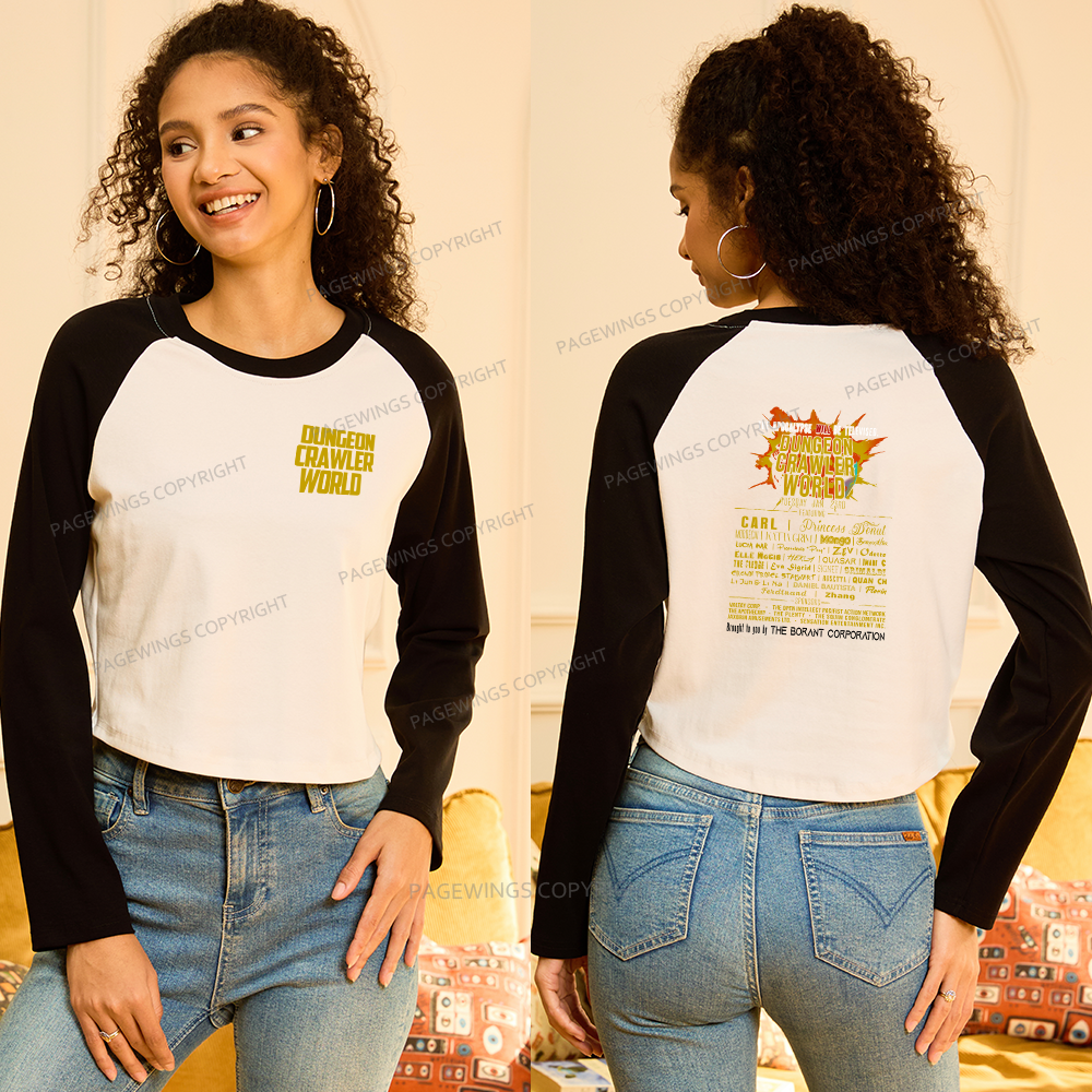 Pagewings Fuel Your Imagination With Sci-Fi World Tour Women Long Sleeve Crop Raglan T-shirt