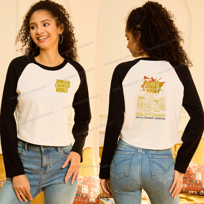 Pagewings Fuel Your Imagination With Sci-Fi World Tour Women Long Sleeve Crop Raglan T-shirt