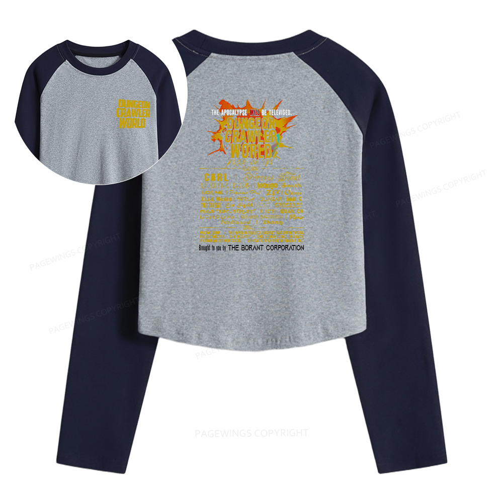 Pagewings Fuel Your Imagination With Sci-Fi World Tour Women Long Sleeve Crop Raglan T-shirt