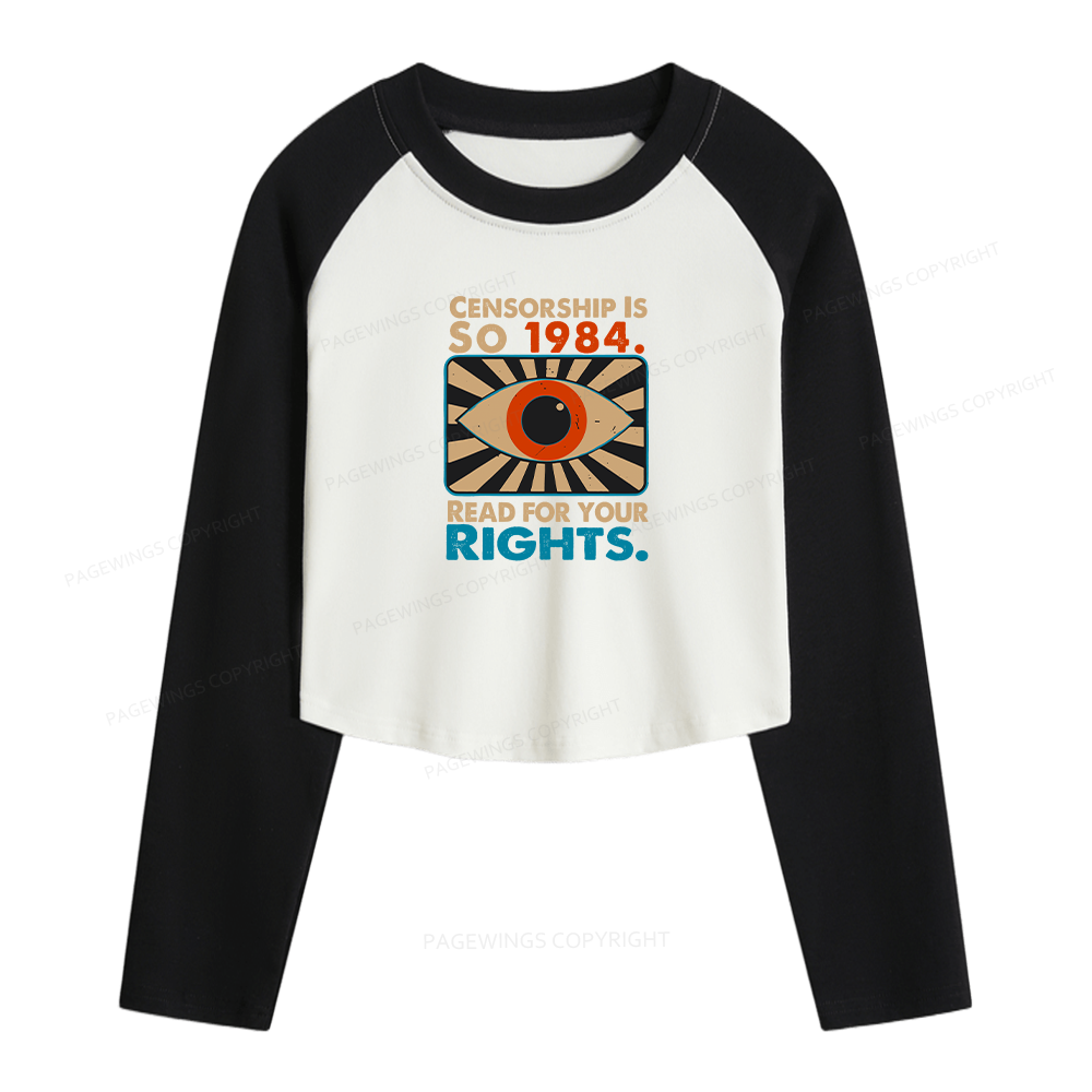 Pagewings Read For Your Rights Women Long Sleeve Crop Raglan T-shirt