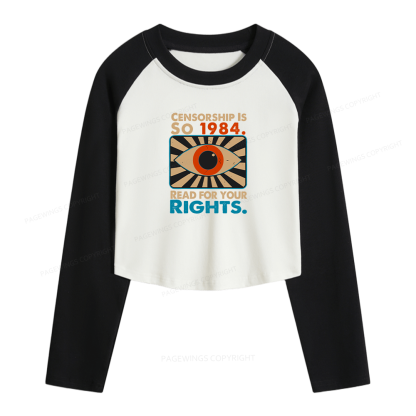 Pagewings Read For Your Rights Women Long Sleeve Crop Raglan T-shirt