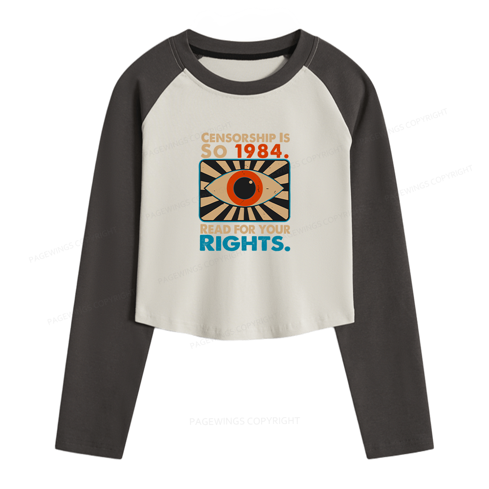 Pagewings Read For Your Rights Women Long Sleeve Crop Raglan T-shirt