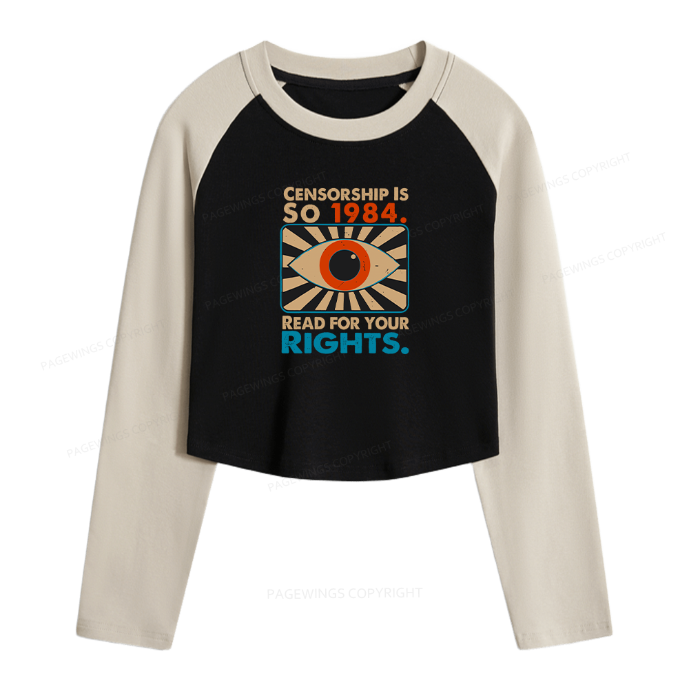 Pagewings Read For Your Rights Women Long Sleeve Crop Raglan T-shirt