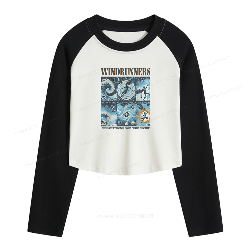 Pagewings Windrunners Women Long Sleeve Crop Raglan T-shirt