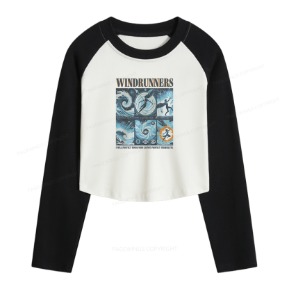 Pagewings Windrunners Women Long Sleeve Crop Raglan T-shirt