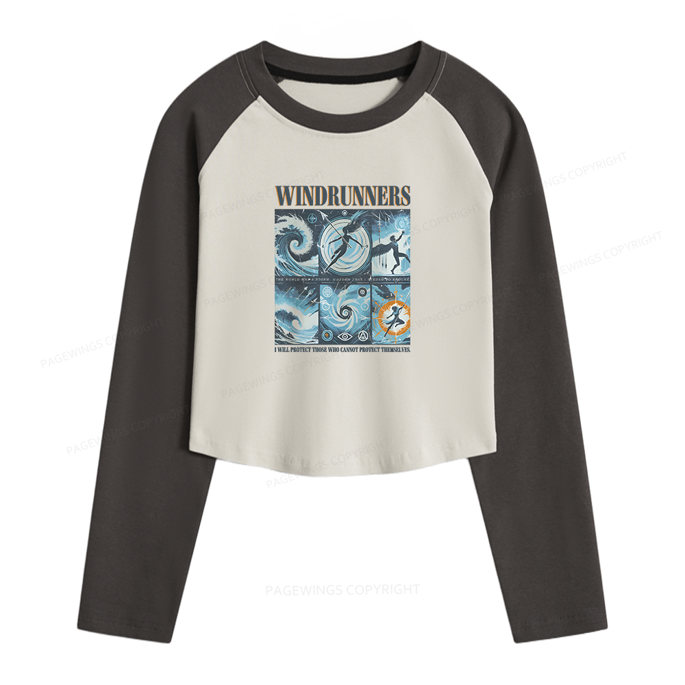 Pagewings Windrunners Women Long Sleeve Crop Raglan T-shirt