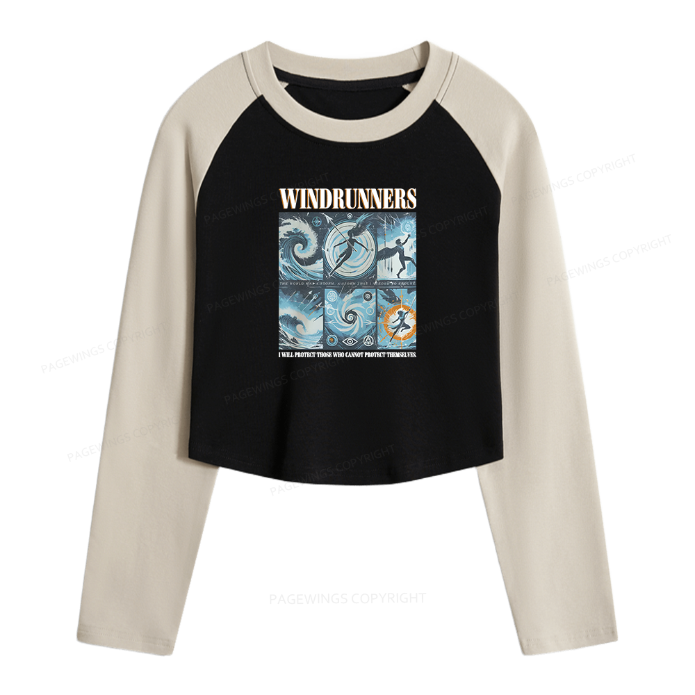 Pagewings Windrunners Women Long Sleeve Crop Raglan T-shirt