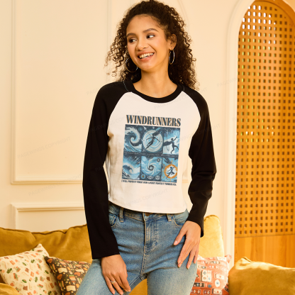 Pagewings Windrunners Women Long Sleeve Crop Raglan T-shirt
