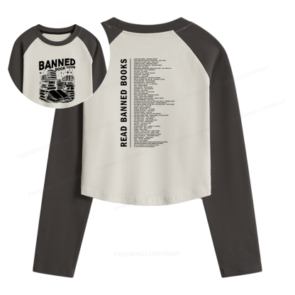 Pagewings Banned Books Tour Women Long Sleeve Crop Raglan T-shirt