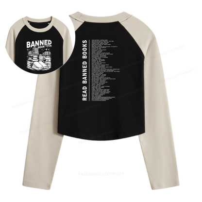 Pagewings Banned Books Tour Women Long Sleeve Crop Raglan T-shirt